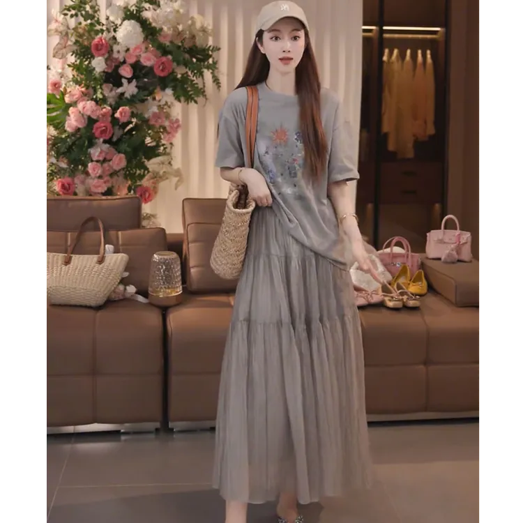 法式温柔风轻奢气质网纱半身裙女夏季高腰遮肉显瘦仙气飘飘a字裙