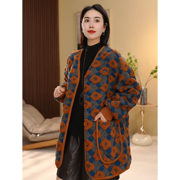 BEIJU 2025新款复古时尚设计款休闲百搭宽松显瘦花朵外套女5353