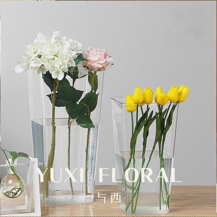 YUXI/与西亚克力透明养花桶花店专用深水大号醒花桶升级手提塑料