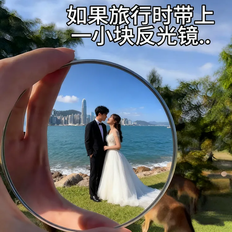 旅行拍照小圆镜凸反光镜吧唧镜子9.5厘米小镜子凸面镜小圆镜
