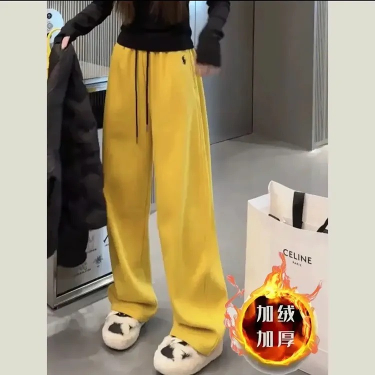专属冬季加绒加厚弯刀裤休闲百搭韩版宽松舒适直筒卫裤2468