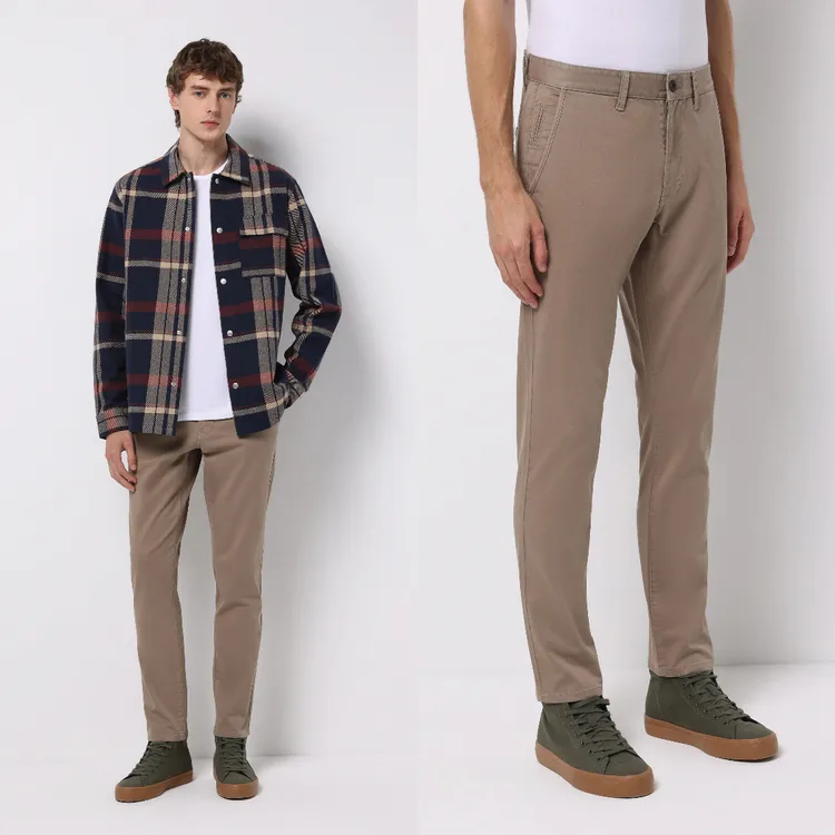 坚如磐石！品质精湛！欧单秋冬高端水洗纱卡棉质弹力透气休闲裤男