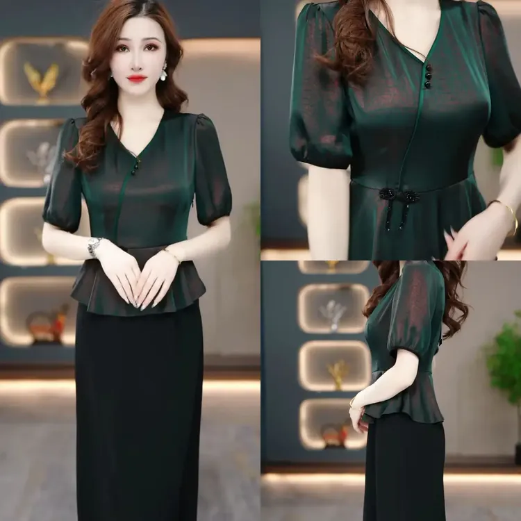 夏季时尚连衣裙2025新款气质显瘦时尚百搭收腰连衣裙MY25J705款