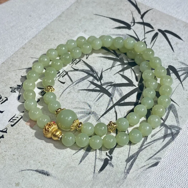 和田玉双圈精致简约时尚手串送女友送妈妈必备