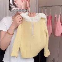 花小花女童毛衣秋冬款2025新款儿童保暖休闲连帽针织衫甜美打底衫