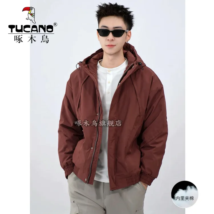 TUCANO/啄木鸟2025冬季新款休闲男士连帽加棉加厚透气棉服夹克