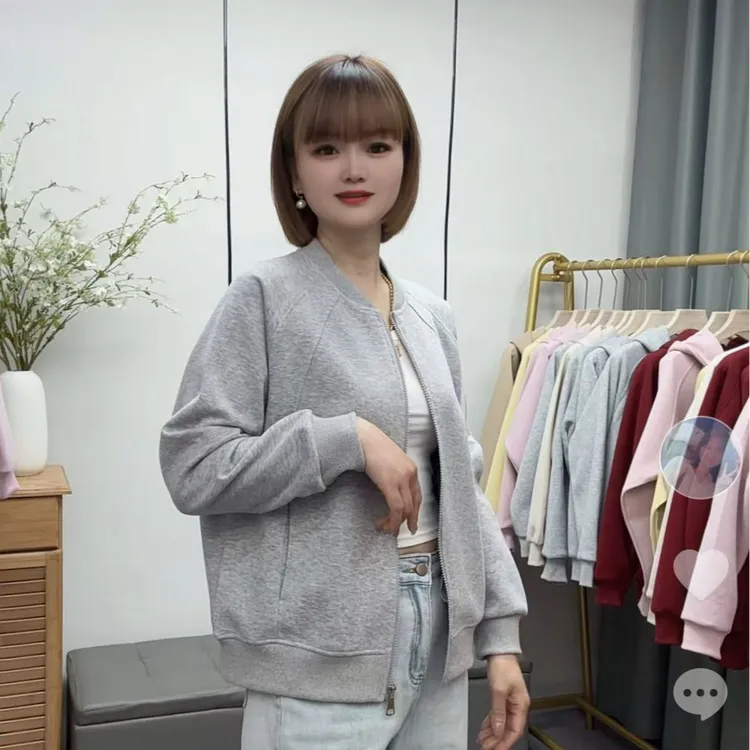 0052插肩袖棒球服外套女春秋新款宽松百搭休闲夹克上衣女纯色