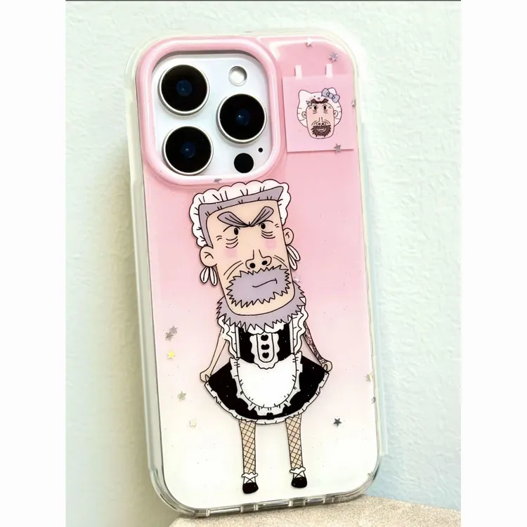 卡通女仆装牛爷爷适用苹果16Promax手机壳vivo华为oppo小米15磨砂