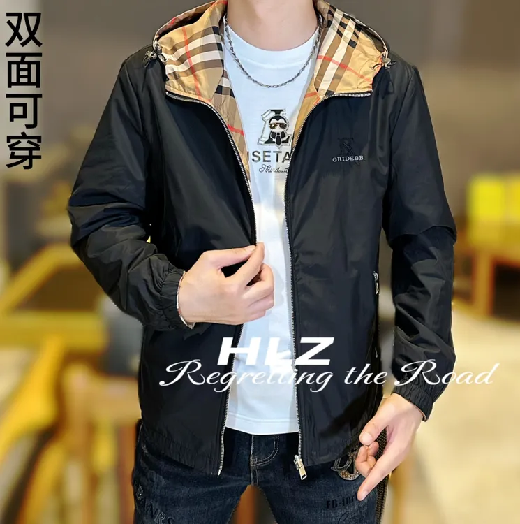 2025男款春秋新款时尚休闲高品质个性双面穿连帽潮流百搭夹克外套