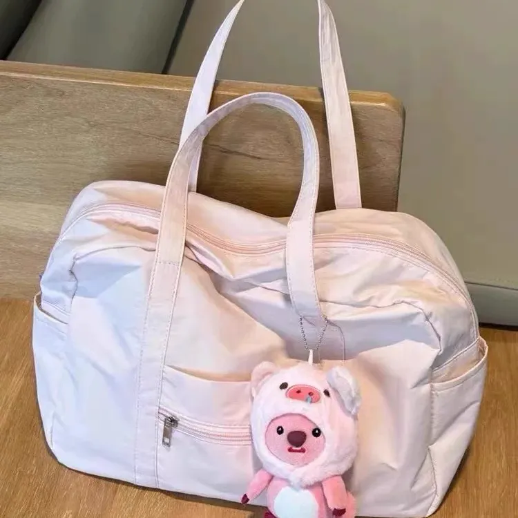 小众粉色托特包便携式大容量旅行包手提运动包健身包短途出行李包