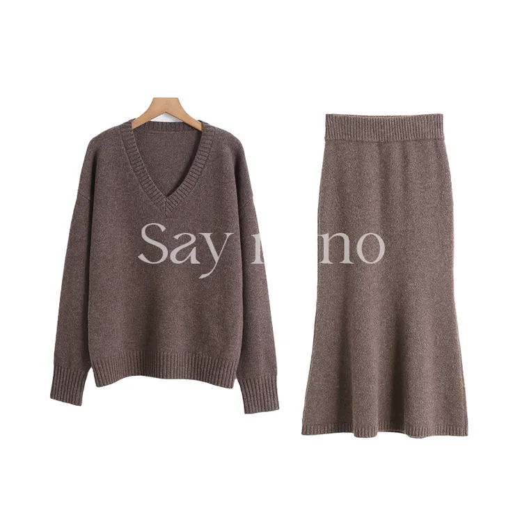 懒猫nono│Saynono 高级感外穿大v领宽松休闲显瘦针织衫 /SY1501
