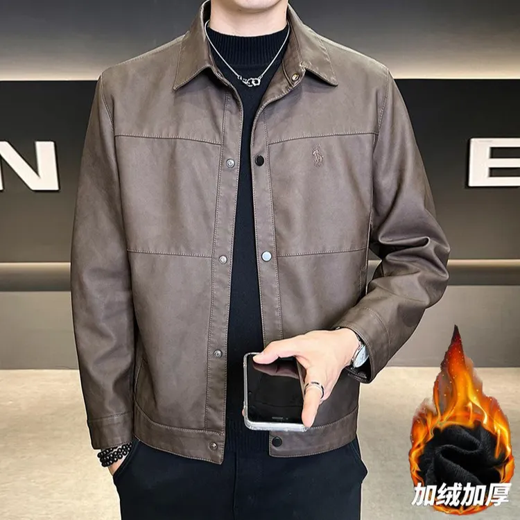 秋季男士皮衣外套高品质PU皮夹克青年潮流刺绣时尚男装防风皮上衣