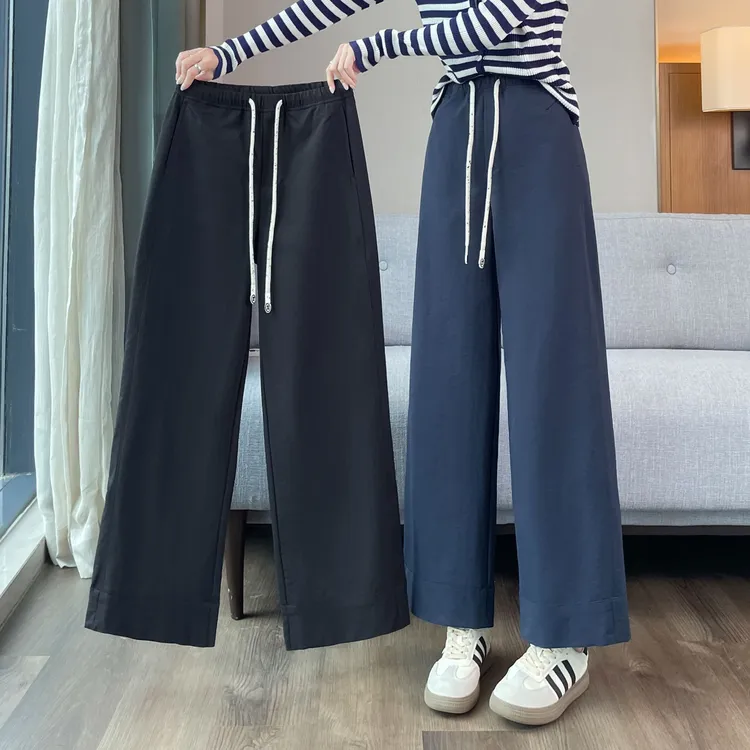 运动裤子女春秋季2025新款爆款慵懒风小个子宽松直筒休闲阔腿裤女