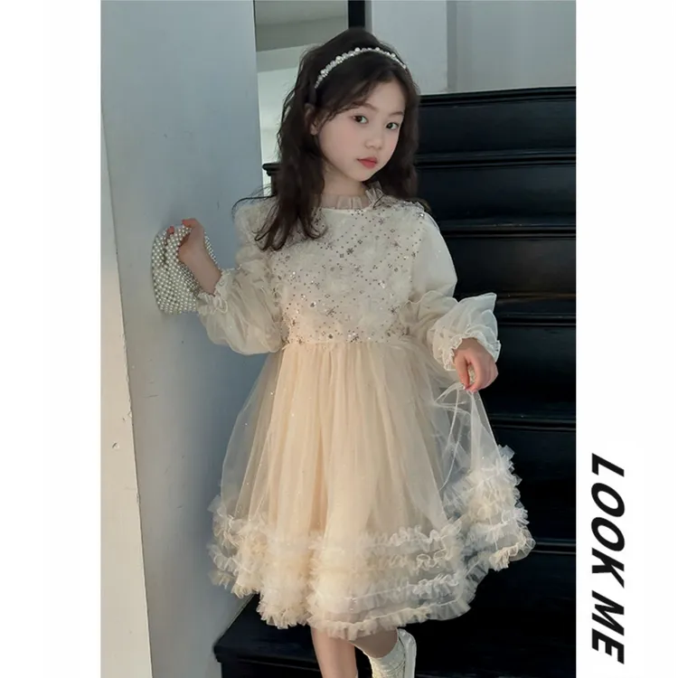 女童party小礼裙春装2025新款儿童公主裙女孩连衣裙花童婚礼裙子