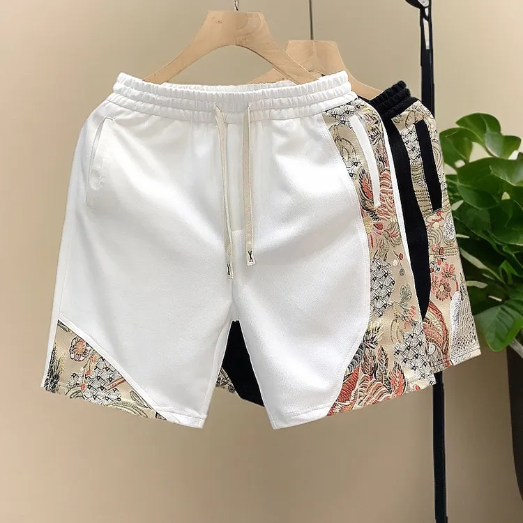 泰维肯戈时尚白色短裤男款夏天外穿五分裤男士运动裤百搭潮流休闲