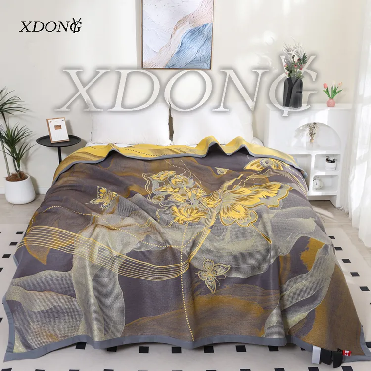 XDONGY（冬云家纺）230*250高奢金离子 浮世梦蝶 四季毯床  盖
