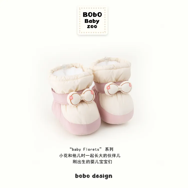 婴儿棉鞋冬季加绒0-1岁女宝宝保暖软底学步鞋可外出卡通新生儿鞋6