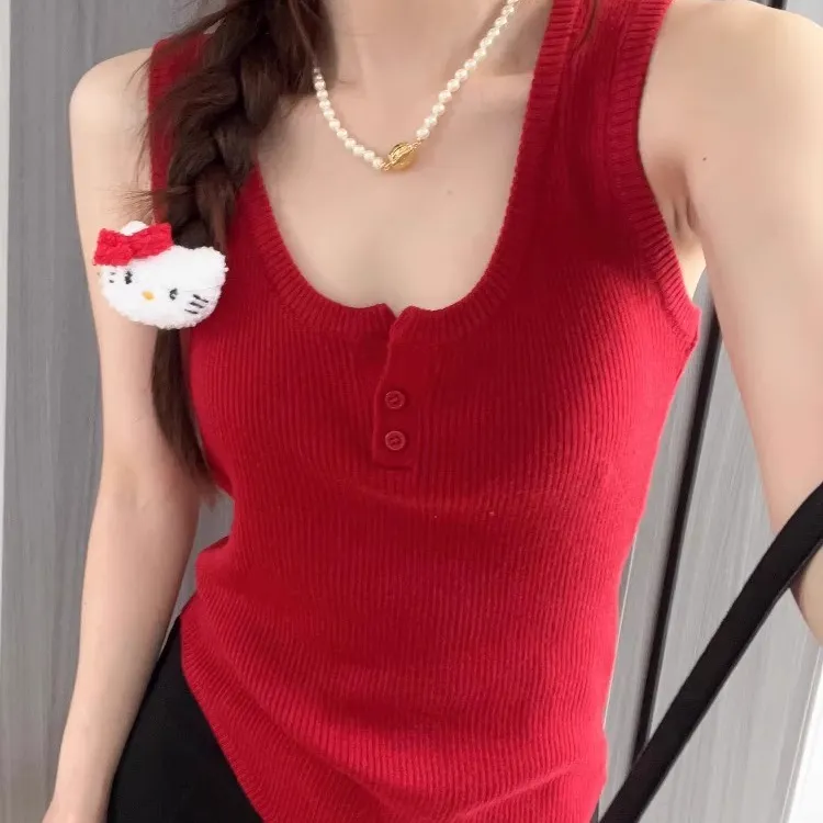 气质少女风纯色吊带打底外穿时尚短款背心显高精致休闲女ootd百搭