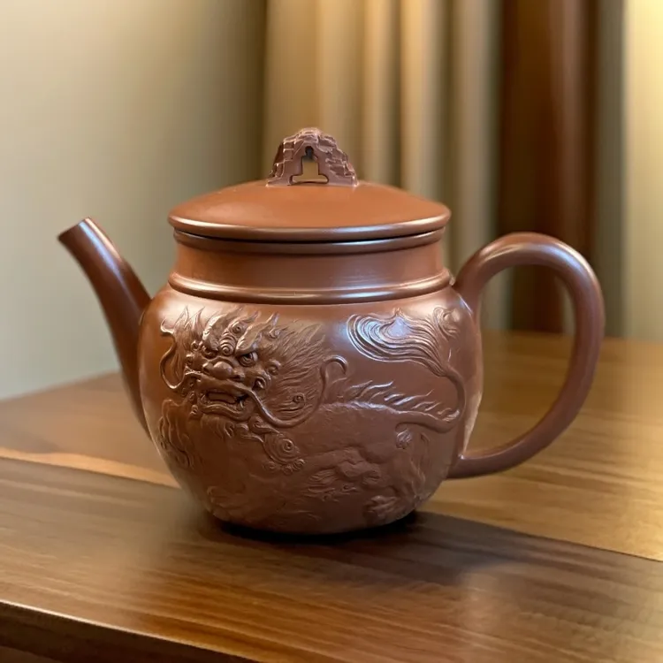 醒狮壶  容量180cc 坭兴陶手工制内推球孔出水单壶泡茶壶功夫茶具