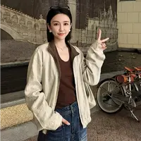 Aixiaomei/爱小美【L*P】两面穿纯亚麻老钱风飞行员拉链外套WT-1176