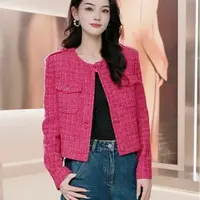 【商场同款】2025秋季新款圆领气质粗花呢小香风短款女外套1400798