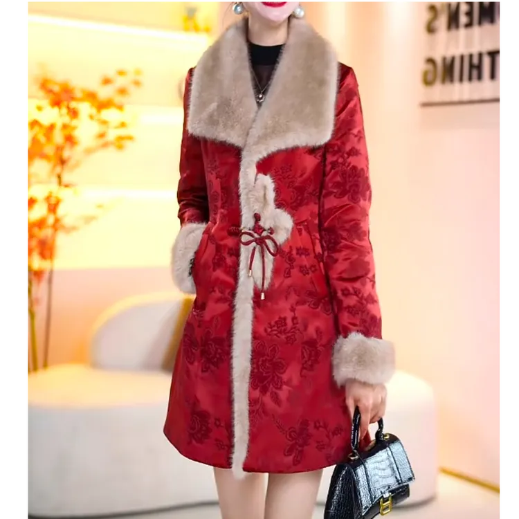 【丹思俪】白鸭绒羽绒服新中式花卉气质保暖显瘦百搭外套女8981