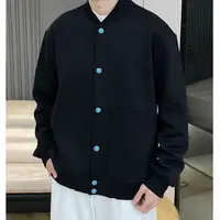 绿松石纽扣早秋新款时尚痞帅纯色百搭棒球领夹克时尚外套25006