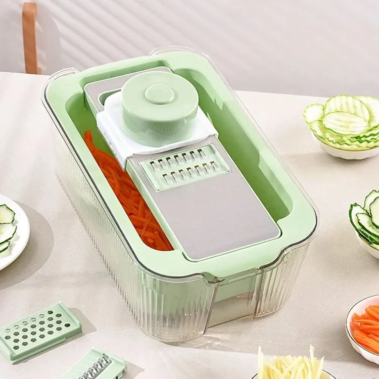 不锈钢刨丝器自带沥水篮土豆丝大蒜切菜多功能擦丝器切丝切片神器