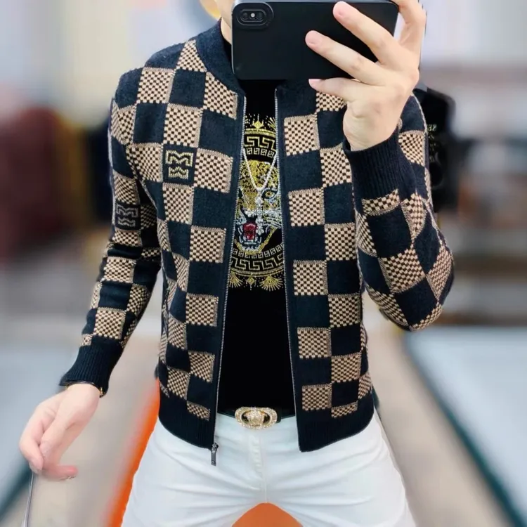 HAESONMENEAT哈逊梅奈欧货秋冬新款男士针织开衫轻奢时尚毛衣外套