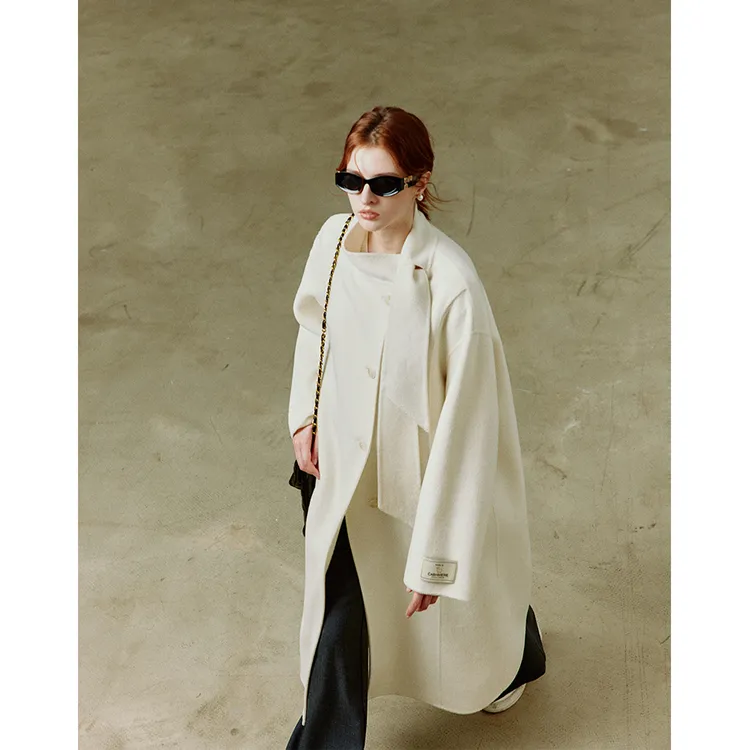 裂渡宣宣【云端盛典】微胖大码女冬气质百搭ins双面呢羊毛大衣ZY619