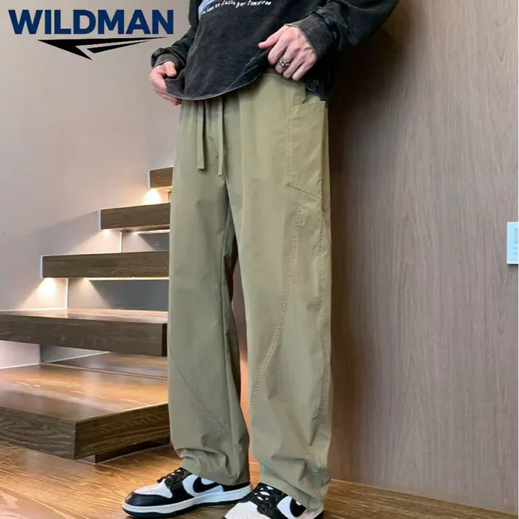 WILMAN冬季男休闲裤男士弯刀加绒工装裤复古日系美式秋季潮流直筒