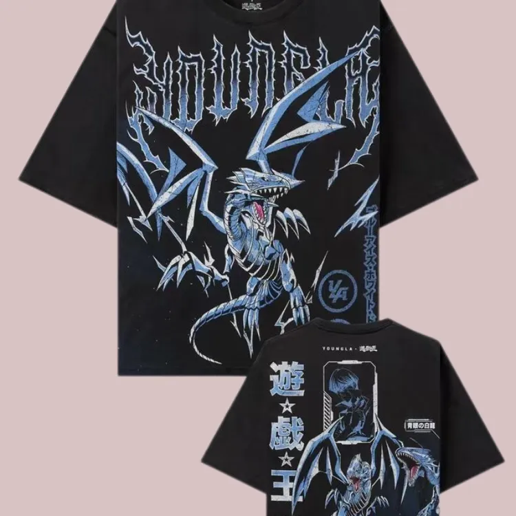 YOUNGLA联名Yu-Gi-Oh游戏王男士超大数码直喷夏季健身运动休闲T恤