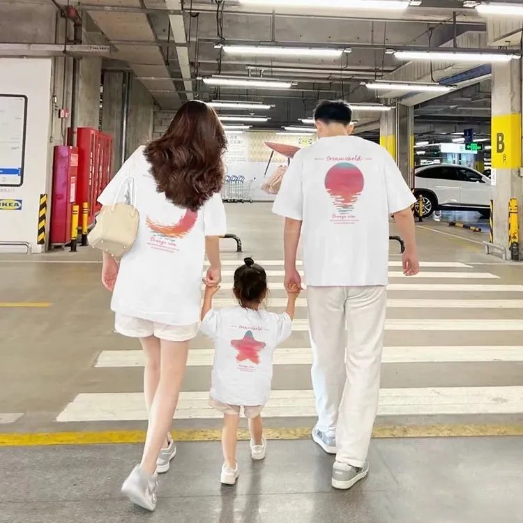 亲子装一家三口四口短袖套装母子女装2025新款爆款网红纯棉t恤潮