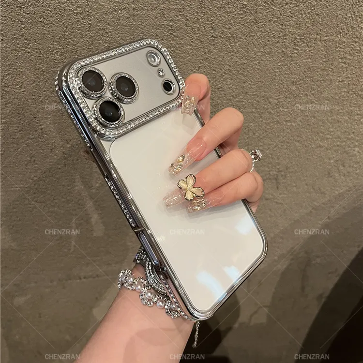 新品电镀奢华闪钻边框苹果17promax手机壳16高级感轻奢软壳防摔