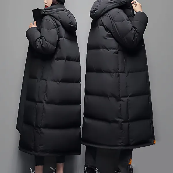 东北白鸭绒羽绒服女男长款过膝冬季加厚2025新款情侣宽松外套中戏