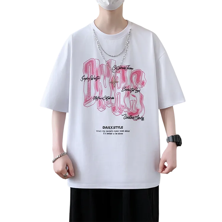 稻草人热转印夏季青少年男士学院风T恤印花嘻哈情侣t恤百时尚男装