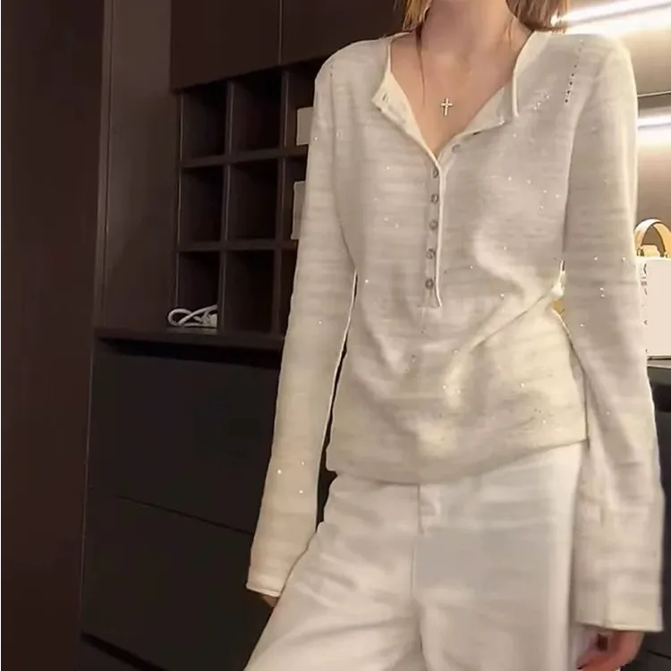 【白月光】法式薄款长袖针织衫25589