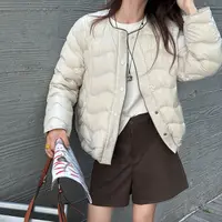 2025新款新国标90绒圆领韩版通勤羽绒服女百搭秋冬外套保暖时尚18