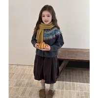 【小梨涡】秋季女童复古费尔岛毛衣儿童氛围感针织开衫外套25G097
