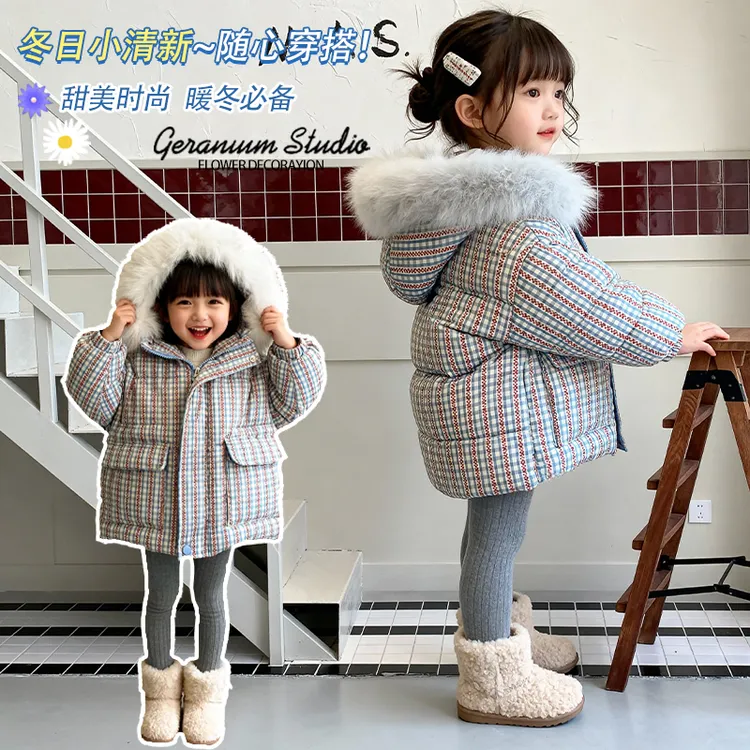 女童加绒加厚棉衣 2025冬款女童口袋保暖棉服小女孩新款冬季棉袄