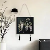 皮革中古风花卉画小众风格装饰画高级感餐厅卧室床头壁画