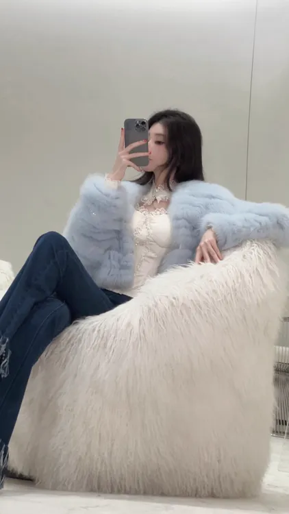 【雅乔定制】蓝色乌托邦 baby蓝狐狸毛皮草外套女秋冬DYDQ-23090003