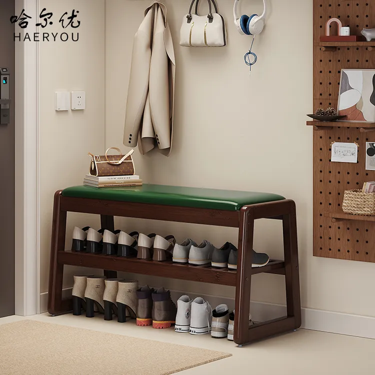 家用鞋架入户门玄关简约轻奢可坐式软包换鞋凳客厅沙发凳床尾脚踏