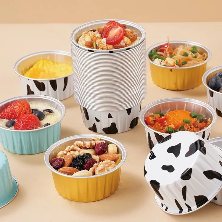 【60只包邮】空气炸锅锡纸碗家用烤箱烘焙模具加厚锡纸盘布丁杯