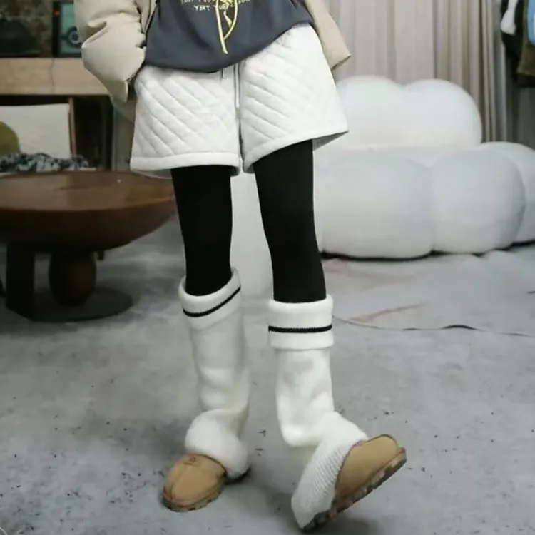 infobyfive冬季新款保暖时尚百搭格子加厚洋气棉格短裤2DL2807