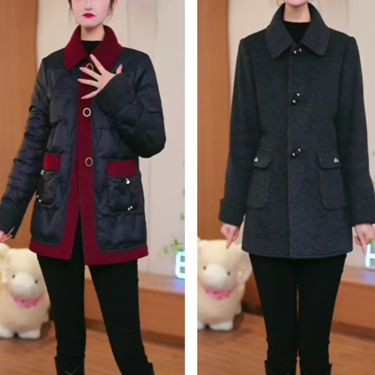 GC直播专享25年秋冬白鸭绒羊毛羽绒服大衣外套双面双穿加厚女装