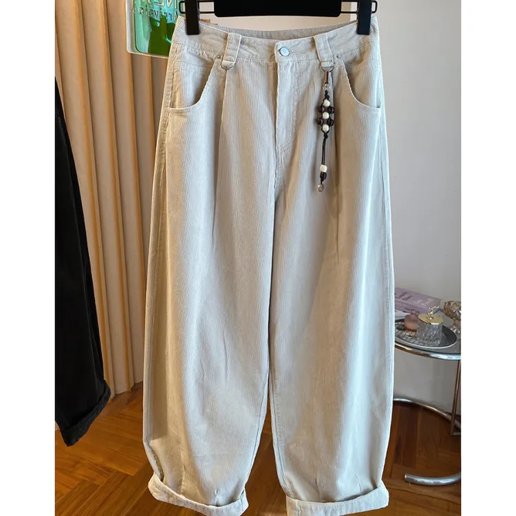 超好看灯芯绒裤子女2025新款秋季宽松休闲百搭显瘦哈伦裤长裤子