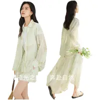 对白【懒人三件套】春日衬衫套装裙女印花短裤半身裙DYZB-EDZ030