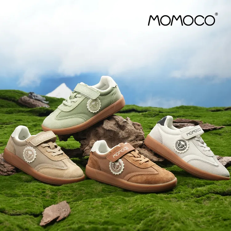 MOMOCO/玛米玛卡男女童真皮德训鞋户外时尚休闲板鞋魔术贴稳步鞋
