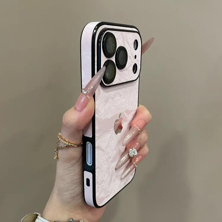 高级感绒布雪山纹全包边适用iPhone17手机壳16pro护镜15pm网红14